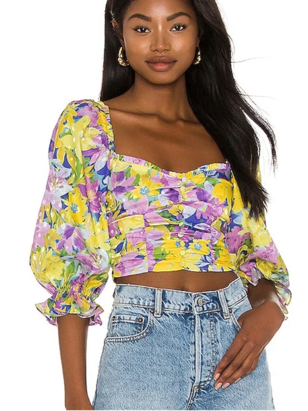 For Love & Lemons Cassia Crop Top in Lemon